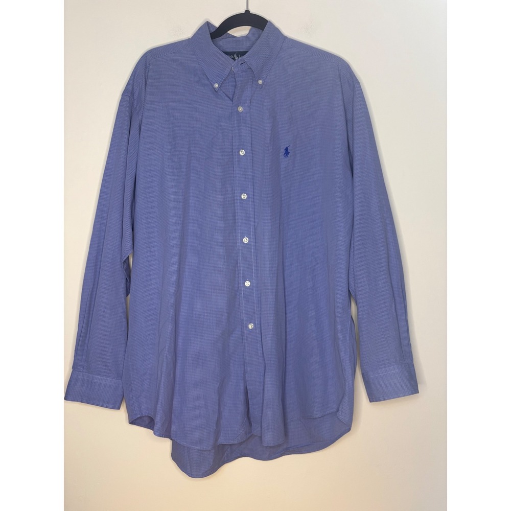 Ralph Lauren Blake Button Down Shirt Long Sleeve Checkered Blue‎ Mens L